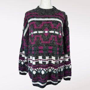 Vintage 90s USA Made Geometric Sweater Acrylic Knit Unisex M L